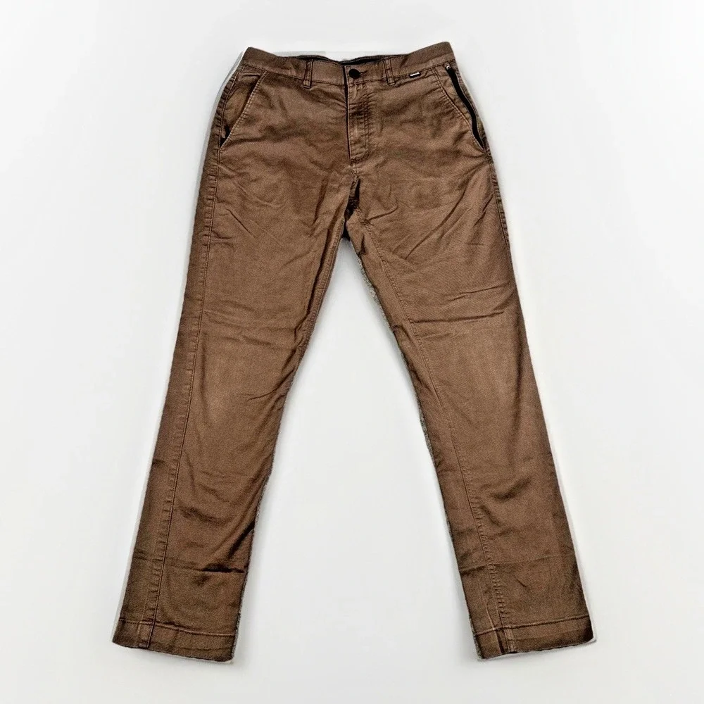 Hurley Chino Pants Mens 30x30 Brown Dri-FIT Straight Leg Zipper‎ Pocket